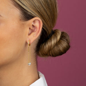  Pearl Chain Drop Hoop Earring - Adina Eden's Jewels