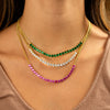  Colored CZ Half Tennis Link Necklace - Adina Eden's Jewels
