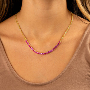  Colored CZ Half Tennis Link Necklace - Adina Eden's Jewels