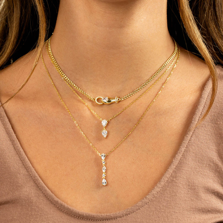  Double Teardrop CZ Pendant Necklace - Adina Eden's Jewels