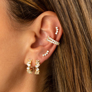  Solitaire Curved Bar Threaded Stud Earring - Adina Eden's Jewels