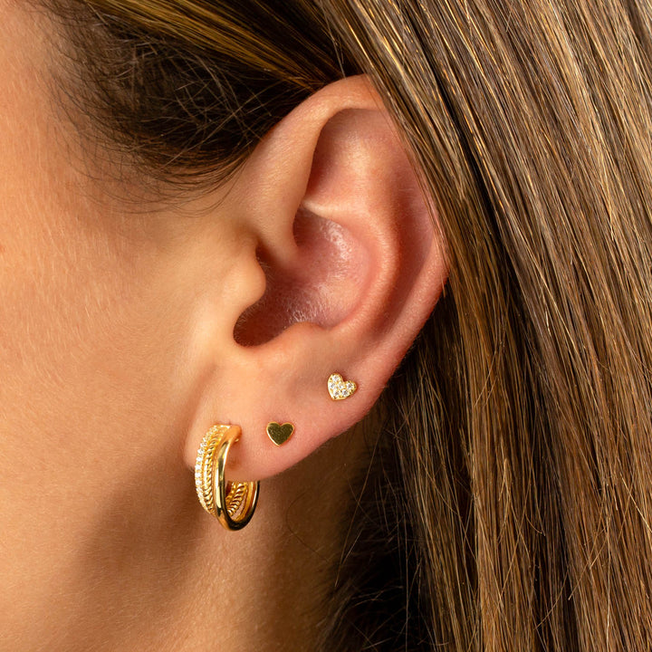  Tiny Pave Heart Stud Earring - Adina Eden's Jewels