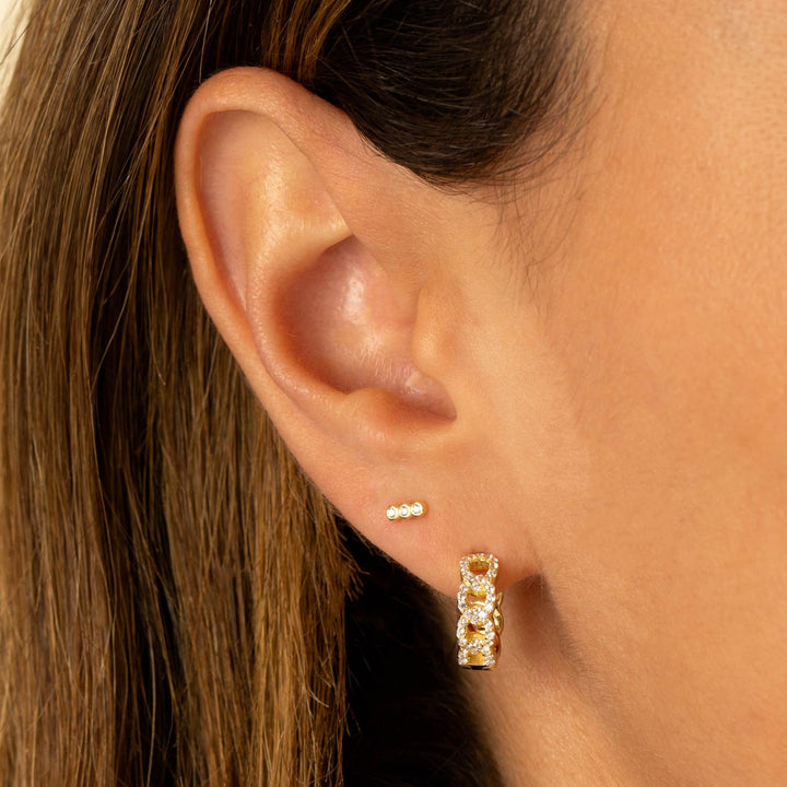  Tiny Trio Bezel Bar Stud Earring - Adina Eden's Jewels