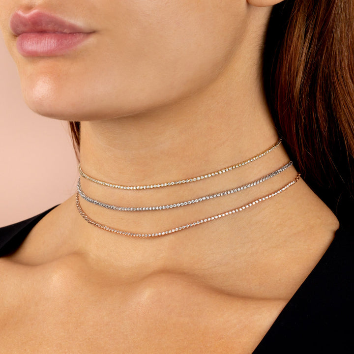  Thin Diamond Tennis Choker 14K - Adina Eden's Jewels