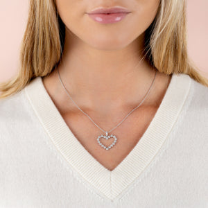  Pavé Diamond Open Heart Necklace 14K - Adina Eden's Jewels
