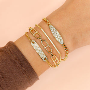  Oval Pavé Bar Chain Bracelet - Adina Eden's Jewels