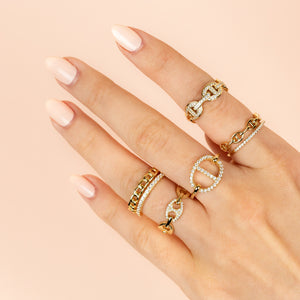  CZ x Solid Mariner Link Ring - Adina Eden's Jewels