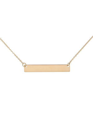 14K Gold / Engraved Engraved Thin Bar Necklace 14K - Adina Eden's Jewels