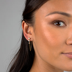  Colored Graduated CZ Chain Stud Earring - Adina Eden's Jewels