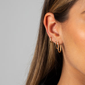  Thin Solid Paperclip Huggie Earring 14K - Adina Eden's Jewels