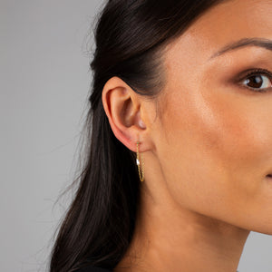  CZ Baguette Front Back Chain Stud Earring - Adina Eden's Jewels