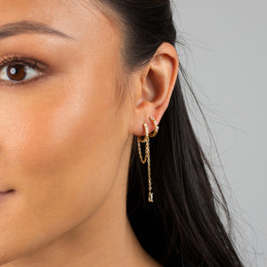  Colored Dangling Marquise Drop Chain Huggie Earring - Adina Eden's Jewels