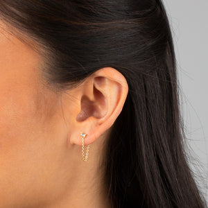  Colored Solitaire CZ Front Back Chain Stud Earring - Adina Eden's Jewels