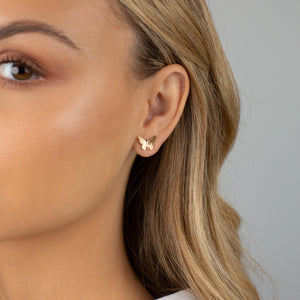  Ridged Butterfly Stud Earring 14K - Adina Eden's Jewels