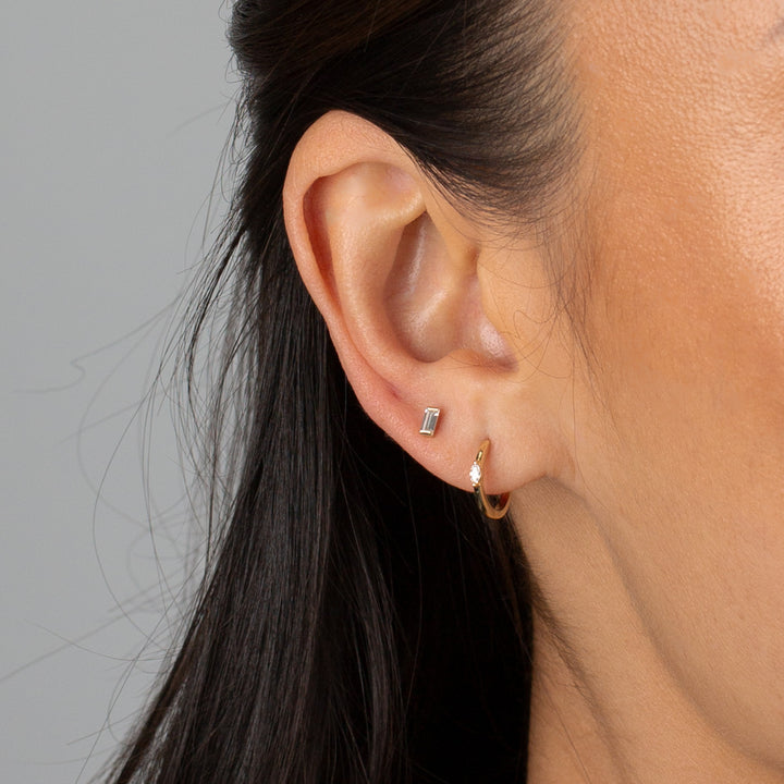  Elongated CZ Baguette Threaded Stud Earring 14K - Adina Eden's Jewels