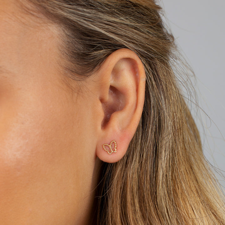  Beaded Butterfly Cutout Stud Earring 14K - Adina Eden's Jewels