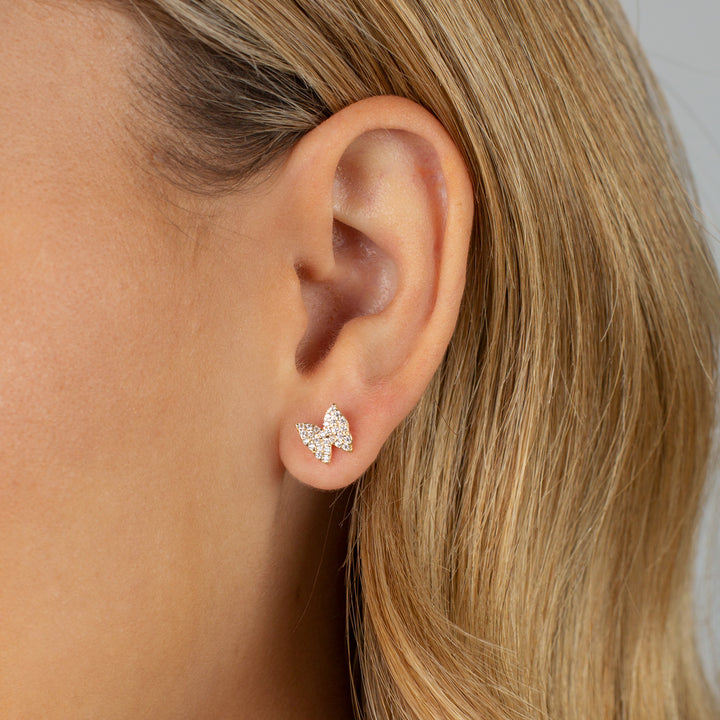  CZ Pave Butterfly Stud Earring 14K - Adina Eden's Jewels