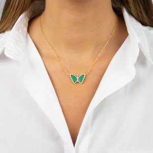  Pavé Butterfly Colored Stone Necklace - Adina Eden's Jewels