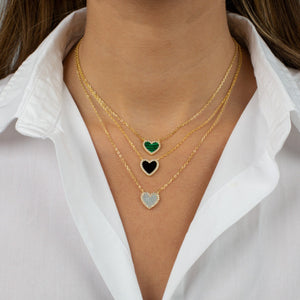  Colored Stone Pavé Heart Necklace - Adina Eden's Jewels