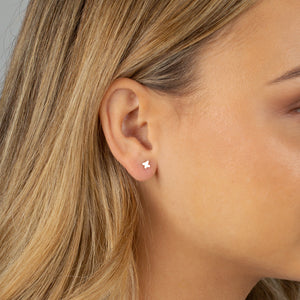  Tiny Solid Butterfly Stud Earring 14K - Adina Eden's Jewels
