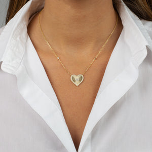  Pavé Double Heart Ridged Necklace - Adina Eden's Jewels