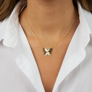  Pave Initial Fluted Butterfly Necklace - Adina Eden's Jewels