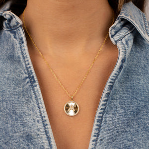  Pavé Initial Fluted Medallion Necklace - Adina Eden's Jewels