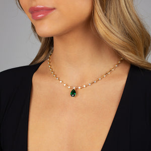  Colored Teardrop X Bezel Tennis Necklace - Adina Eden's Jewels