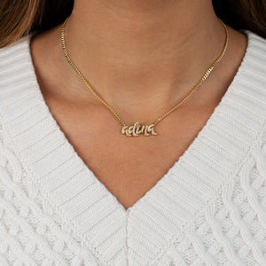  Pavé Lowercase Chunky Nameplate Necklace - Adina Eden's Jewels