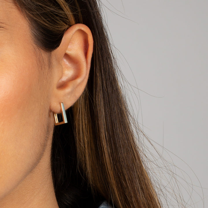  Solid Square Huggie Earring 14K - Adina Eden's Jewels