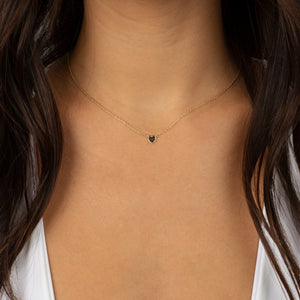 Tiny Fluted Heart Necklace 14K - Adina Eden's Jewels