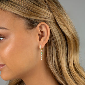  Colored Baguette Drop Huggie Earring  - Adina Eden's Jewels