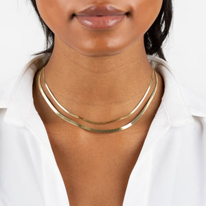  Snake X Herringbone Chain Necklace Combo Set - Adina Eden's Jewels