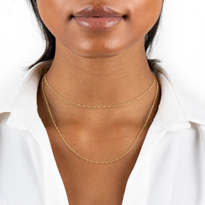  Double Chain Figaro Necklace - Adina Eden's Jewels