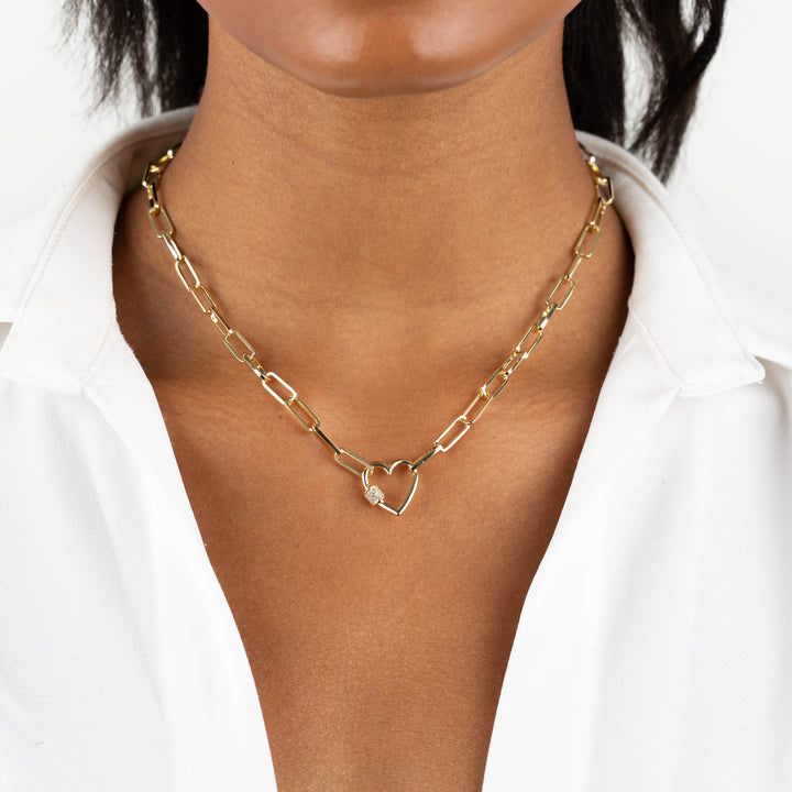 Pavé Heart Toggle Link Necklace - Adina Eden's Jewels