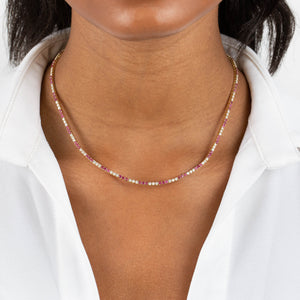  Diamond X Ruby Tennis Necklace 14K - Adina Eden's Jewels