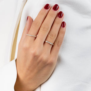 Diamond Baguette X Pavé Band 14K - Adina Eden's Jewels