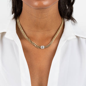  Diamond Illusion X Miami Cuban Link Choker 14K - Adina Eden's Jewels