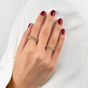  Diamond Cuban Chain Link Ring 14K - Adina Eden's Jewels