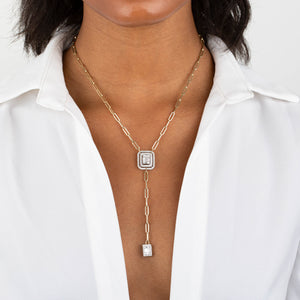  Diamond Illusion Paperclip Chain Lariat 14K - Adina Eden's Jewels