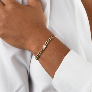  Diamond Bezel X Cuban Link Bracelet 14K - Adina Eden's Jewels
