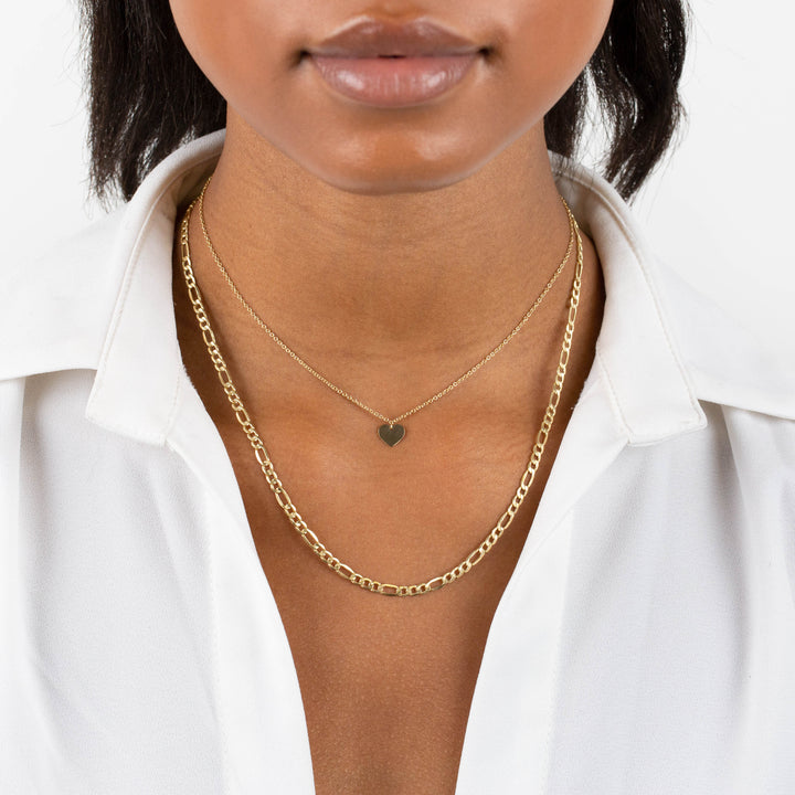  Dainty Solid Heart Necklace 14K - Adina Eden's Jewels
