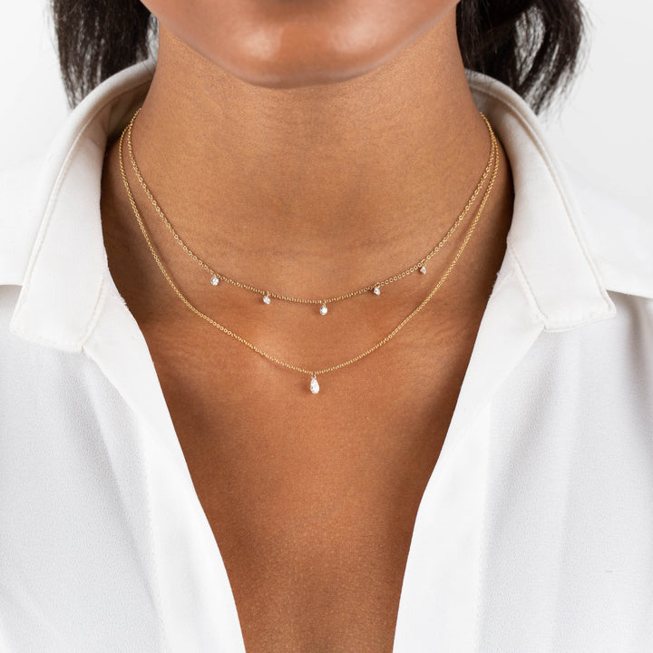  Floating Teardrop Diamond Necklace 18K - Adina Eden's Jewels