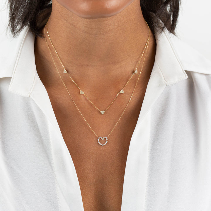  Diamond Hearts Necklace 14K - Adina Eden's Jewels