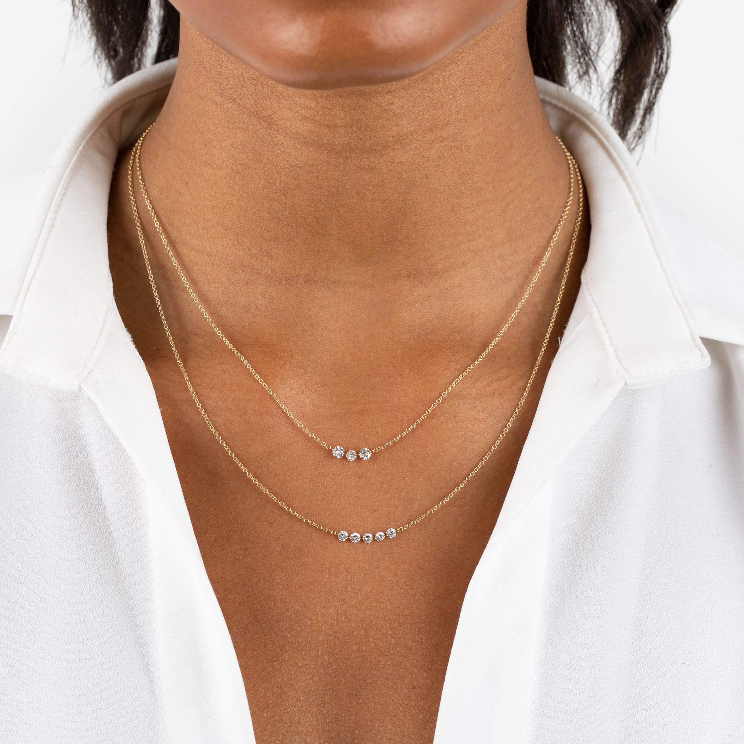 Floating Multi Diamond Necklace 14K Adina Eden Jewels