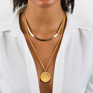  Jumbo Vintage Coin Necklace 14K - Adina Eden's Jewels