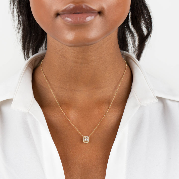  Diamond Illusion Baguette Pendant Necklace 14K - Adina Eden's Jewels