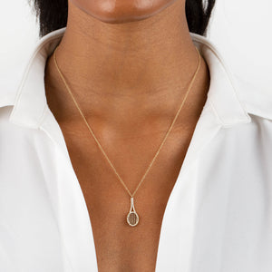  Diamond Tennis Racket Necklace 14K - Adina Eden's Jewels