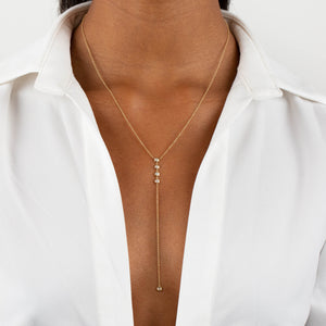  Diamond Bezel Lariat 14K - Adina Eden's Jewels