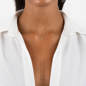  Diamond Cluster X Bezel Lariat 14K - Adina Eden's Jewels